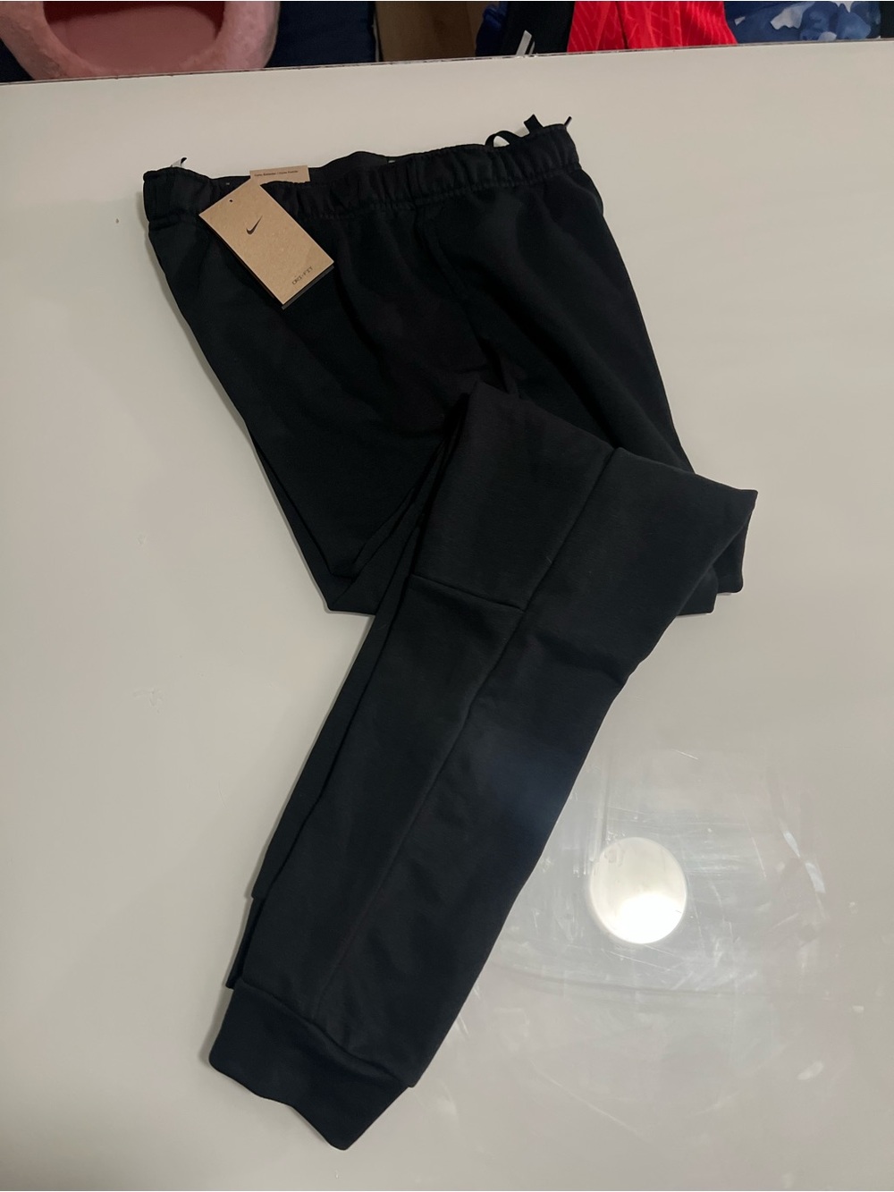 Nike Black Jogger Sweatpants with White Swoosh Sz Small - Picture 2 of 10